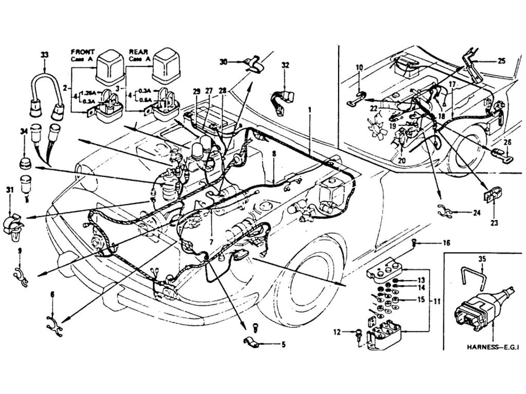 Datsun Z Wiring (Engine Room) (From Dec.-'74 To Jul.-'76)