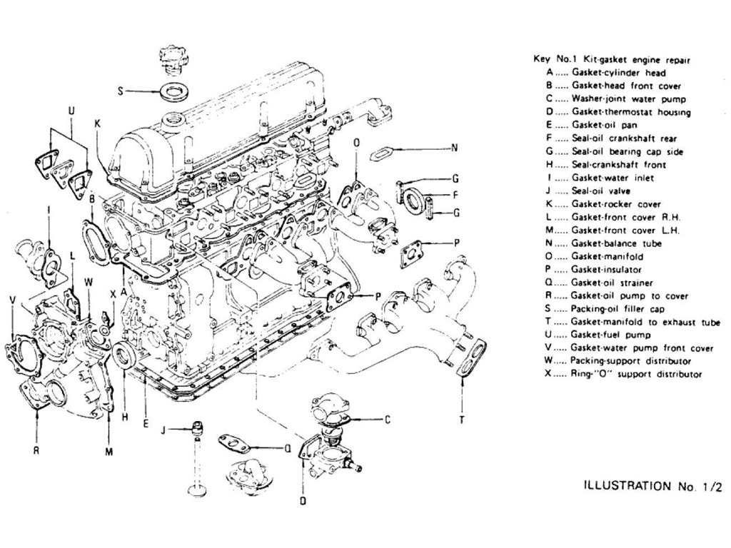 Engine Gasket Kit (Repair) L24, L26 (To Nov.-'74)
