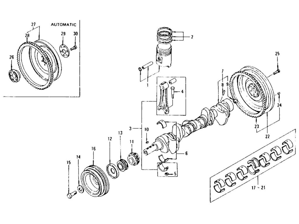 Piston, Crankshaft & Connecting Rod L24, L26 (To Nov.-'74)