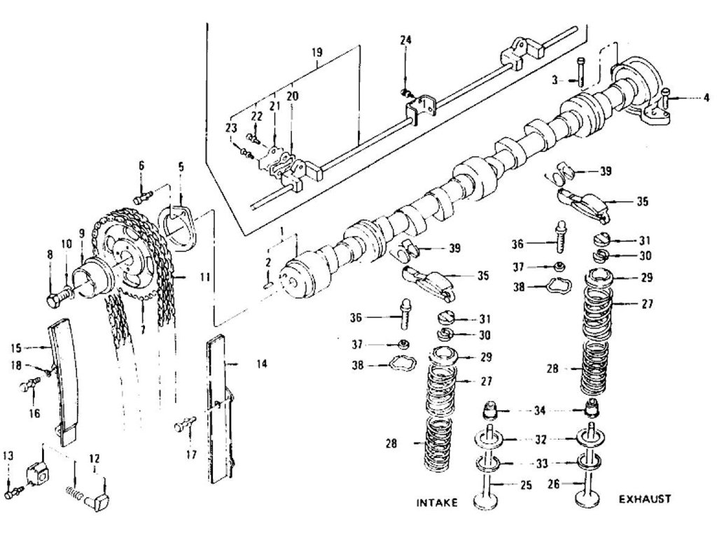Camshaft & Valve Mechanism L24, L26 (To Nov.-'74)