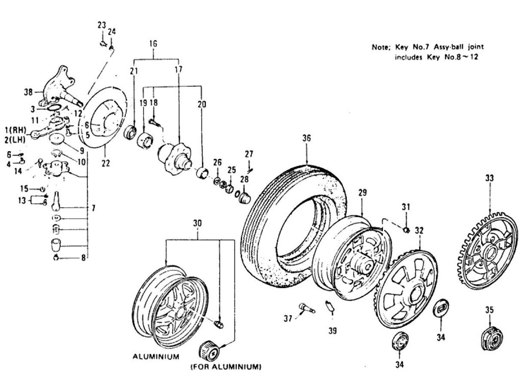 Front Axle (Knuckle Arm, Road Wheel & Tire)