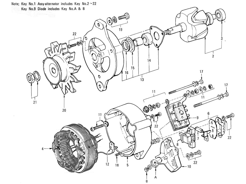Alternator (L16-Hitachi) (From Jun.-'71)