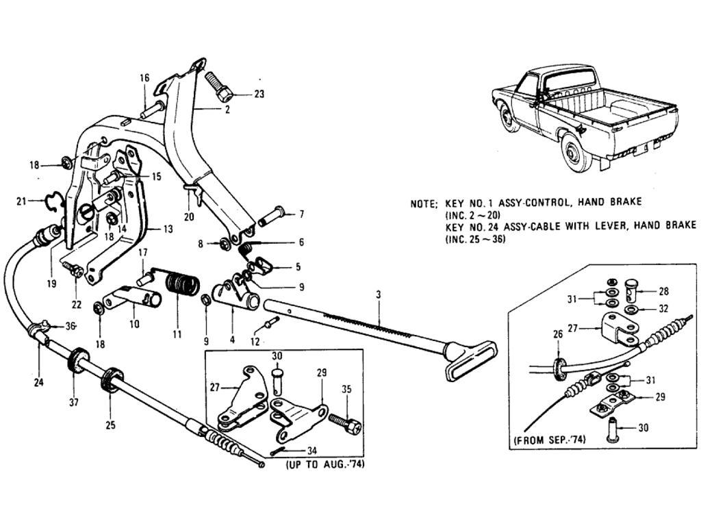 KTM Handbrake Cable Kit – Datsun 520/521 & Nissan Truck – Rear Parking Brake Set