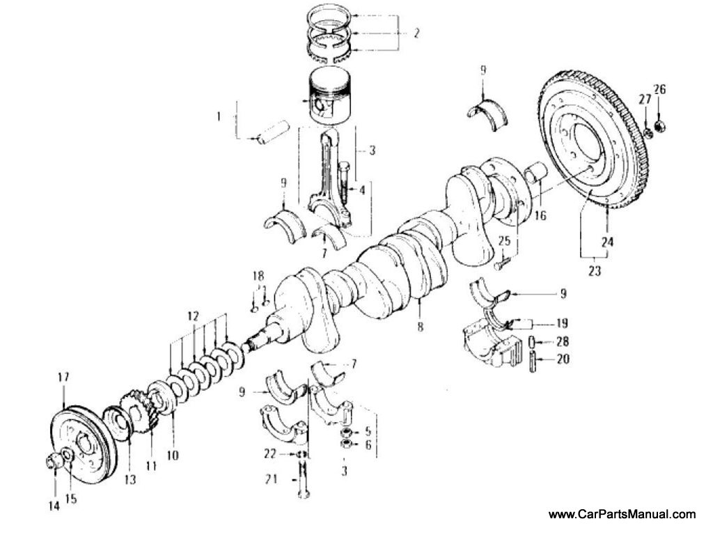 Piston, Crankshaft & Flywheel                               